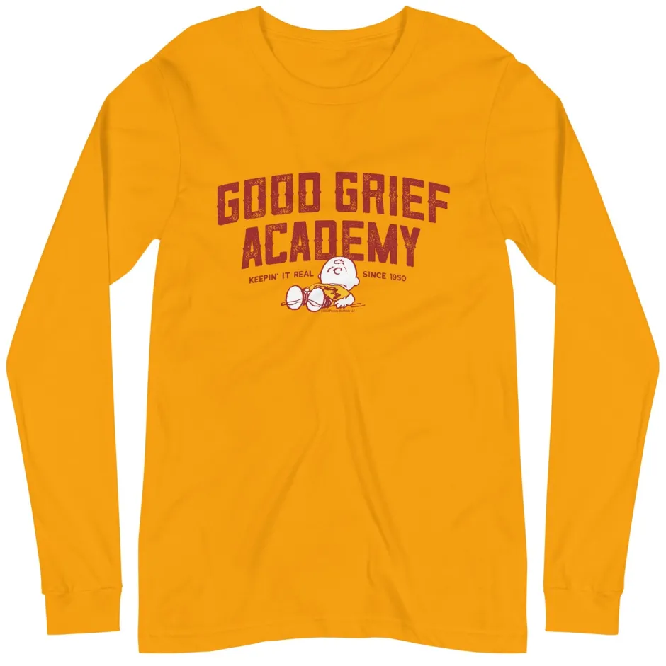 Online Charlie Brown Good Grief Academy Adult Long Sleeve T-Shirt Charlie Brown | Long Sleeve T-Shirts