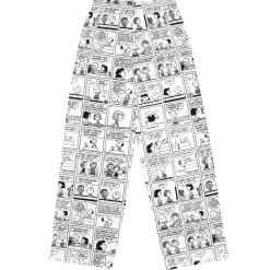 Clearance Comic Stripes Black and Adult Wide Leg Pants Snoopy | Schroeder