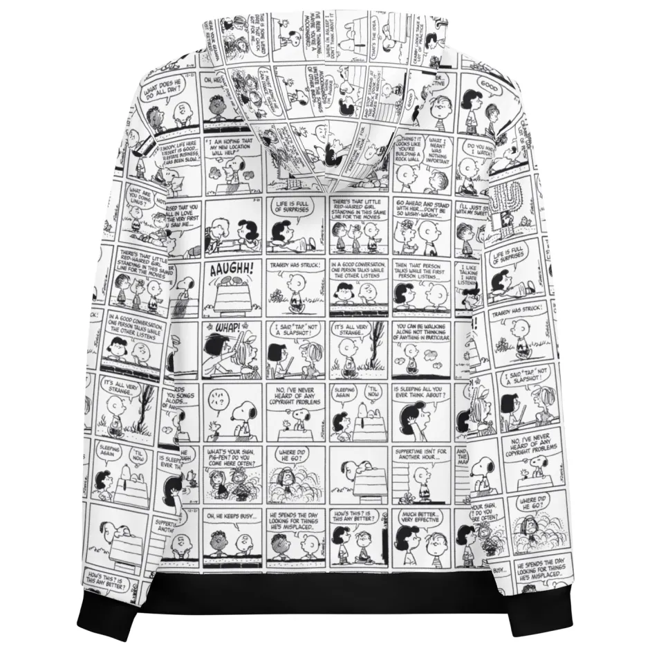 Clearance Comic Stripes Black and Adult Hoodie Snoopy | Schroeder