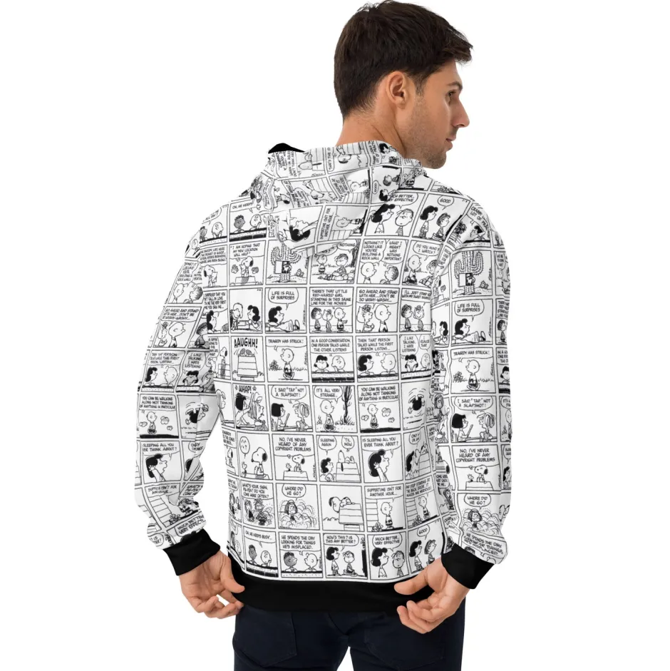 Clearance Comic Stripes Black and Adult Hoodie Snoopy | Schroeder