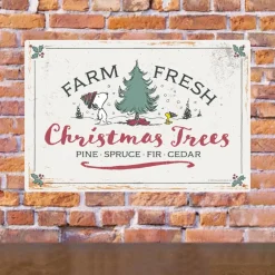 Clearance Farm Fresh Christmas Trees Metal Sign Woodstock | Snoopy