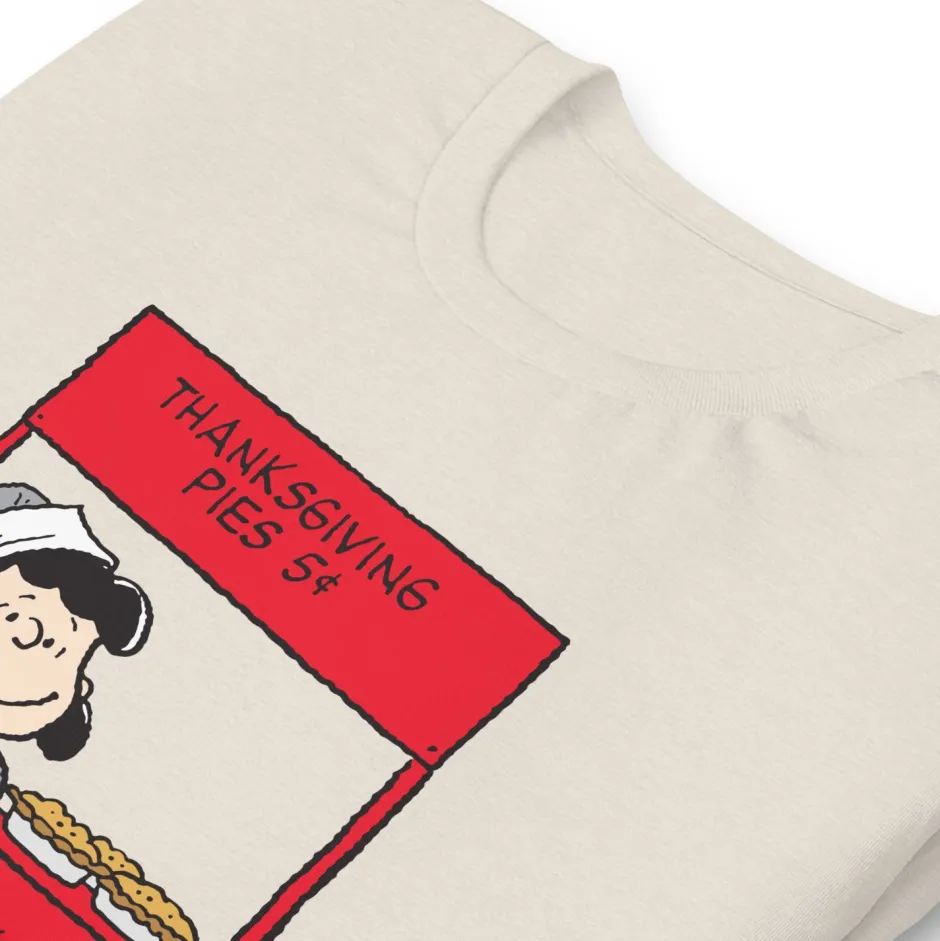 Hot Lucy Thanksgiving Pies Booth Adult T-Shirt Lucy Van Pelt | T-Shirts