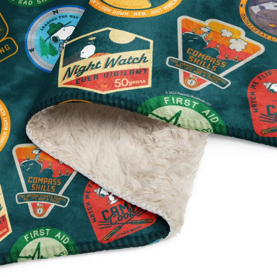 New Beagle Scouts 50 Years Badges Sherpa Blanket Snoopy | Blankets & Pillows