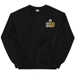 Hot Charlie Brown Good Grief Embroidered Adult Crewneck Sweatshirt Hoodies & Sweatshirts