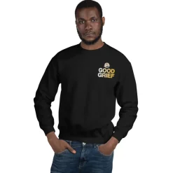 Hot Charlie Brown Good Grief Embroidered Adult Crewneck Sweatshirt Hoodies & Sweatshirts