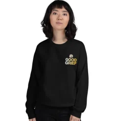 Hot Charlie Brown Good Grief Embroidered Adult Crewneck Sweatshirt Hoodies & Sweatshirts
