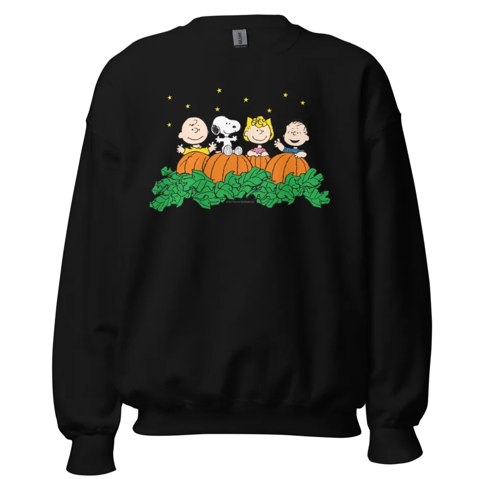 Clearance Gang Pumpkin Patch Adult Sweatshirt Snoopy | Peanuts Gang
