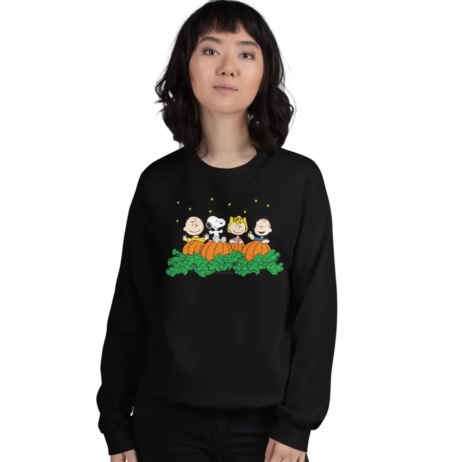 Clearance Gang Pumpkin Patch Adult Sweatshirt Snoopy | Peanuts Gang