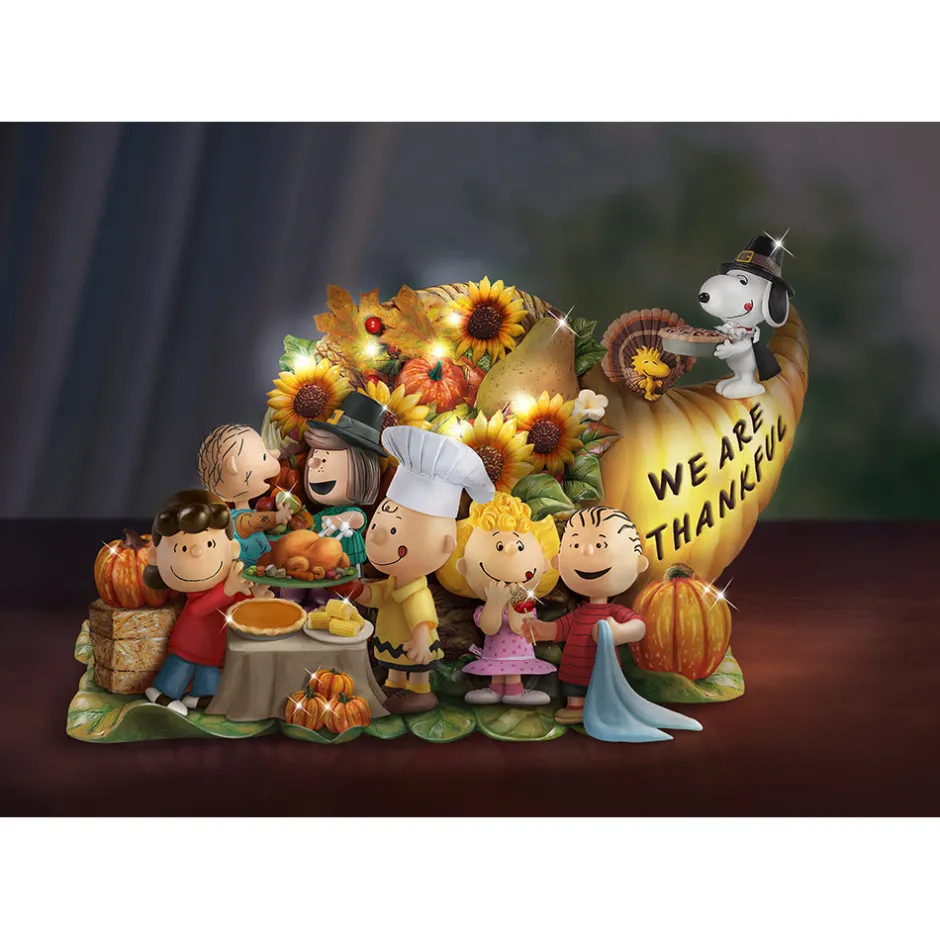 Sale "Give Thanks" Illuminated Cornucopia Sculpture Peanuts Gang | Collectibles