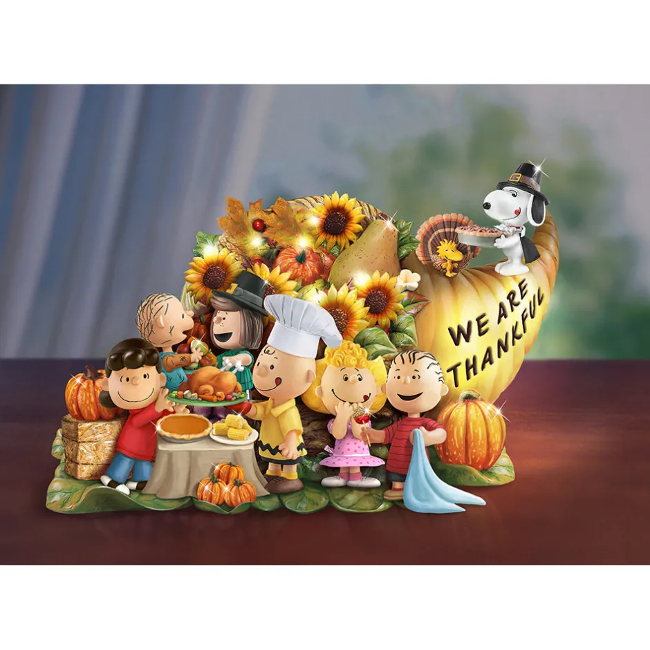 Sale "Give Thanks" Illuminated Cornucopia Sculpture Peanuts Gang | Collectibles