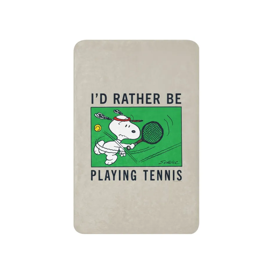 Sale I'd Rather Be Playing Tennis Premium Sherpa Blanket Snoopy | Blankets & Pillows