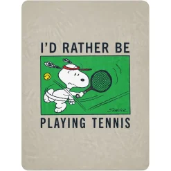 Sale I'd Rather Be Playing Tennis Premium Sherpa Blanket Snoopy | Blankets & Pillows