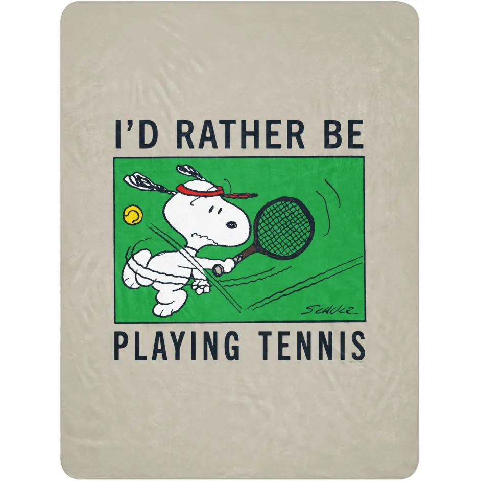 Sale I'd Rather Be Playing Tennis Premium Sherpa Blanket Snoopy | Blankets & Pillows