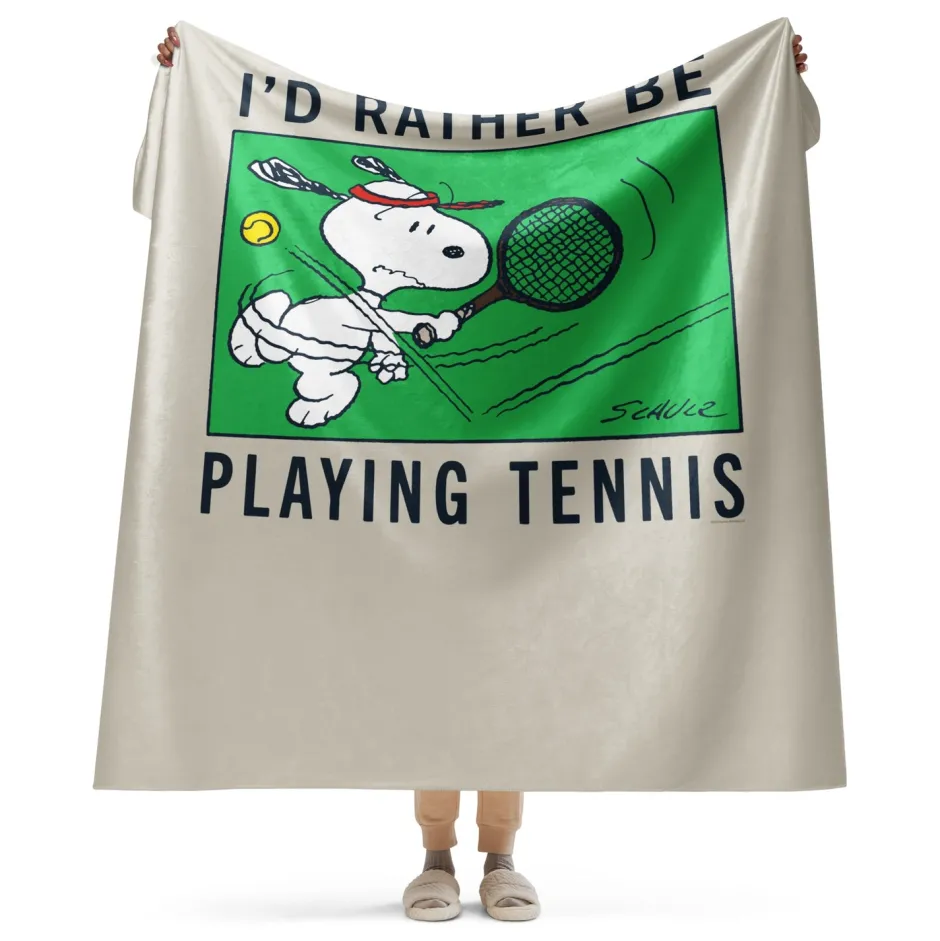 Sale I'd Rather Be Playing Tennis Premium Sherpa Blanket Snoopy | Blankets & Pillows