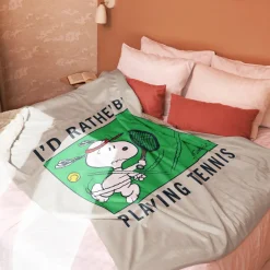 Sale I'd Rather Be Playing Tennis Premium Sherpa Blanket Snoopy | Blankets & Pillows