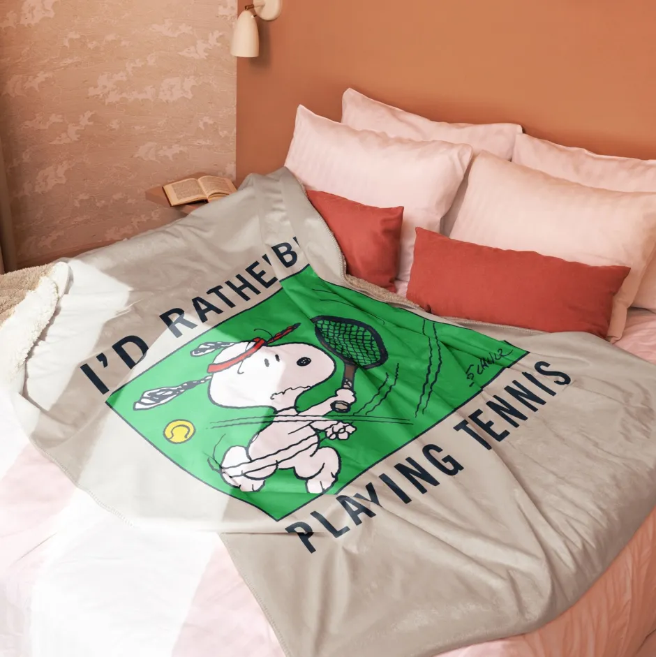 Sale I'd Rather Be Playing Tennis Premium Sherpa Blanket Snoopy | Blankets & Pillows