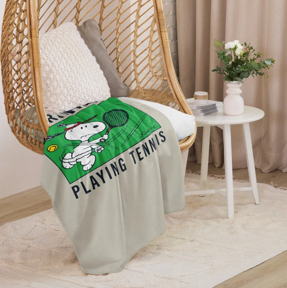 Sale I'd Rather Be Playing Tennis Premium Sherpa Blanket Snoopy | Blankets & Pillows