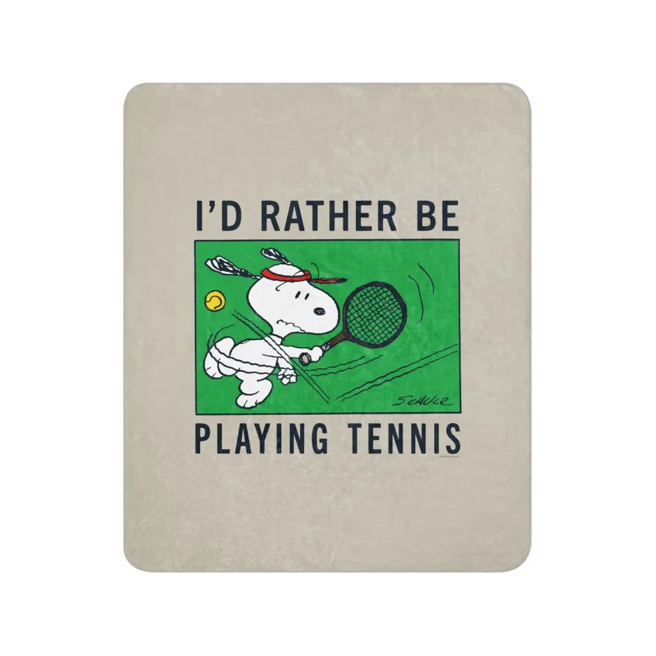 Sale I'd Rather Be Playing Tennis Premium Sherpa Blanket Snoopy | Blankets & Pillows