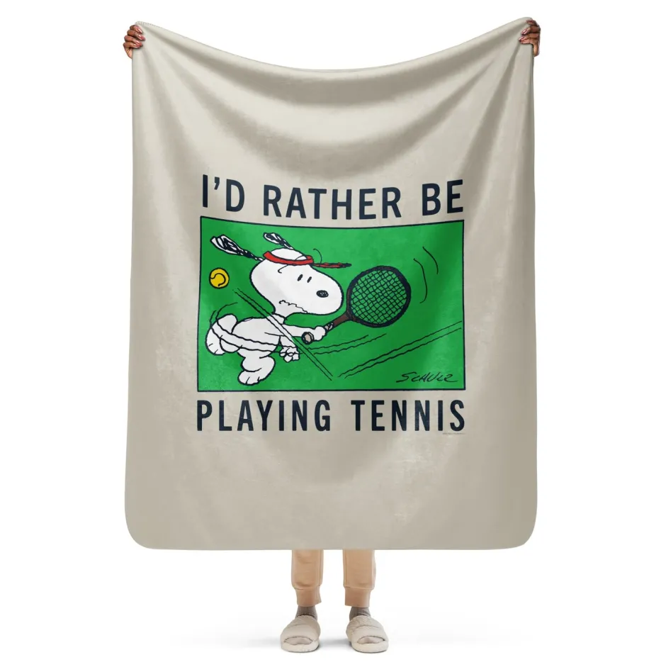Sale I'd Rather Be Playing Tennis Premium Sherpa Blanket Snoopy | Blankets & Pillows