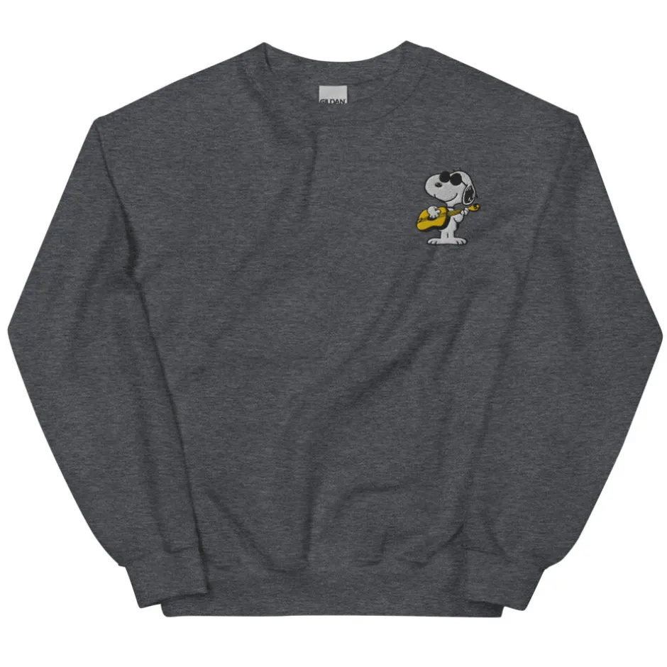 New Joe Cool's Guitar Groove Embroidered Crewneck Sweatshirt Snoopy | Hoodies & Sweatshirts