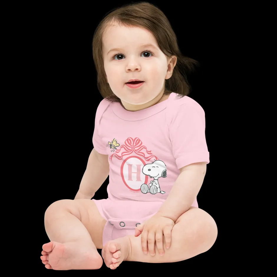 Outlet Snoopy Personalized Initials Girl's Baby Bodysuit Snoopy