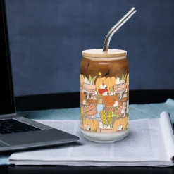 Sale Thanksgiving Can Glass With Lid And Straw Glassware