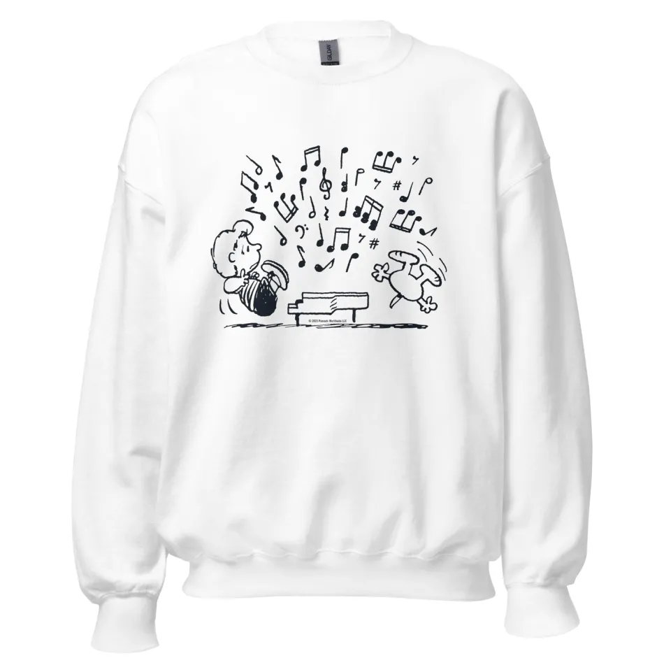 New Schroeder And Snoopy Music Adult Sweatshirt Snoopy | Schroeder