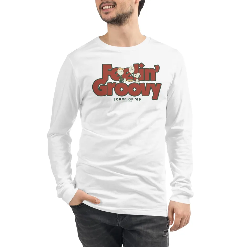Online Schroeder Feelin Groovy Adult Long Sleeve T-Shirt Snoopy | Schroeder