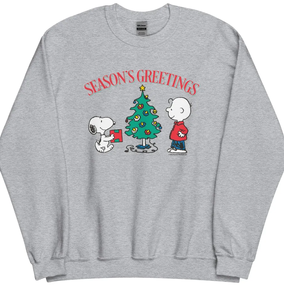 Fashion Season's Greetings Adult Sweatshirt Snoopy | Charlie Brown