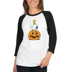 Outlet Snoopy & Woodstock Pumpkin ¾ Sleeve Raglan T-Shirt Woodstock | Snoopy