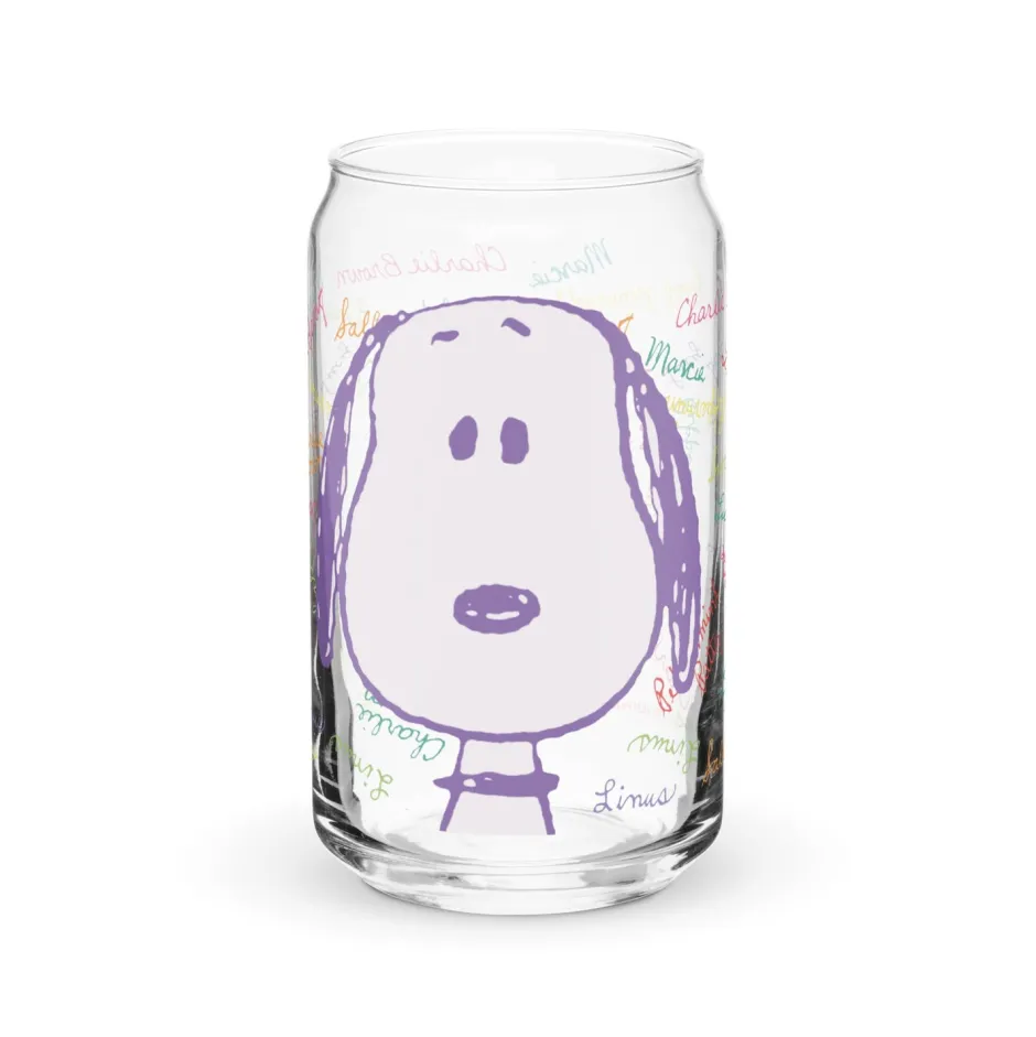 Clearance Snoopy and Gang Names Can Shaped Glass Snoopy | Peanuts Gang