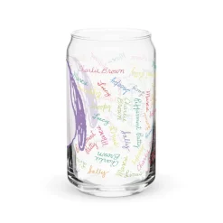 Clearance Snoopy and Gang Names Can Shaped Glass Snoopy | Peanuts Gang