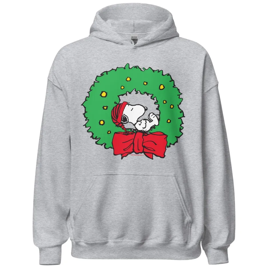 Online Snoopy Christmas Wreath Adult Hoodie Snoopy | Hoodies & Sweatshirts