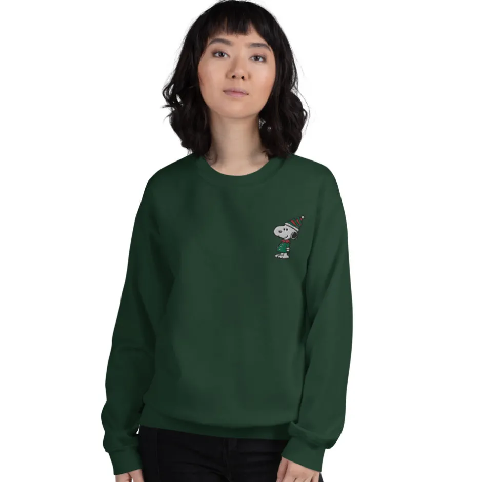 Discount Snoopy Elf Embroidered Adult Crewneck Snoopy | Hoodies & Sweatshirts