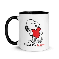 Hot Snoopy I Think I'm In Love Personalized Two Tone Mug Snoopy | Mugs