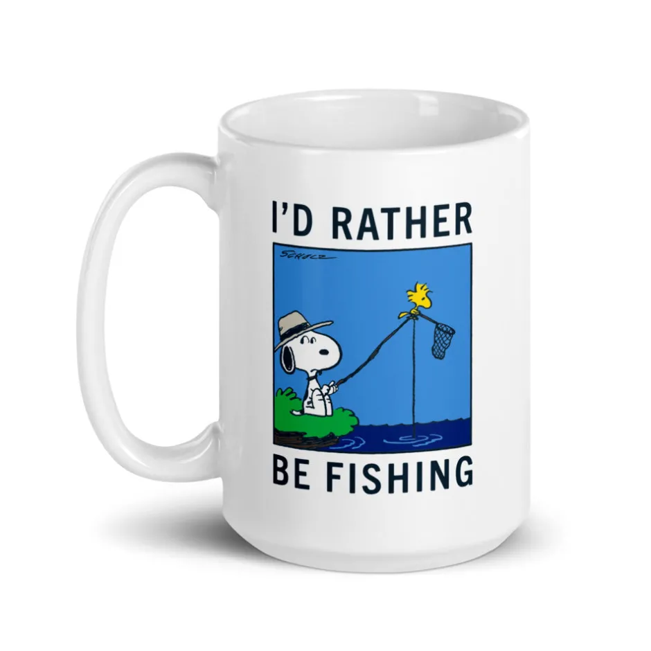 Best Snoopy I'd Rather Be Fishing Mug Mugs