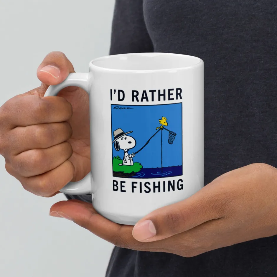 Best Snoopy I'd Rather Be Fishing Mug Mugs