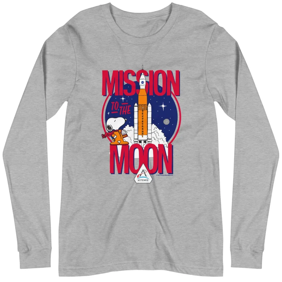 Discount Snoopy Mission To The Moon Adult Long Sleeve T-Shirt Snoopy | Long Sleeve T-Shirts