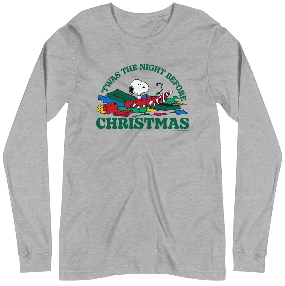 Sale 'Twas The Night Before Christmas Adult Long Sleeve T-Shirt Snoopy | Long Sleeve T-Shirts