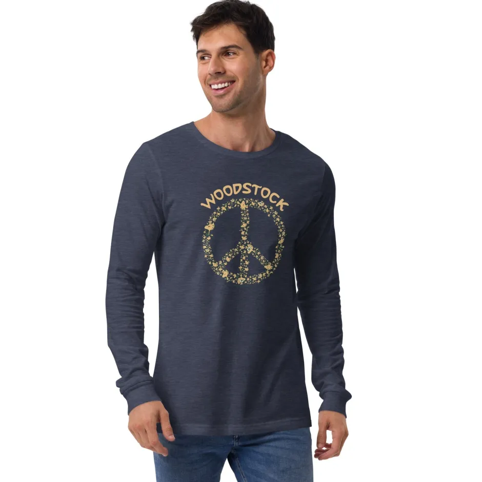 Outlet Woodstock Peace Adult Long Sleeve T-Shirt Woodstock | Long Sleeve T-Shirts
