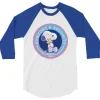 Discount 75 Years of Comfort And Security Adult Raglan T-Shirt Woodstock | Snoopy