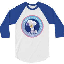 Discount 75 Years of Comfort And Security Adult Raglan T-Shirt Woodstock | Snoopy