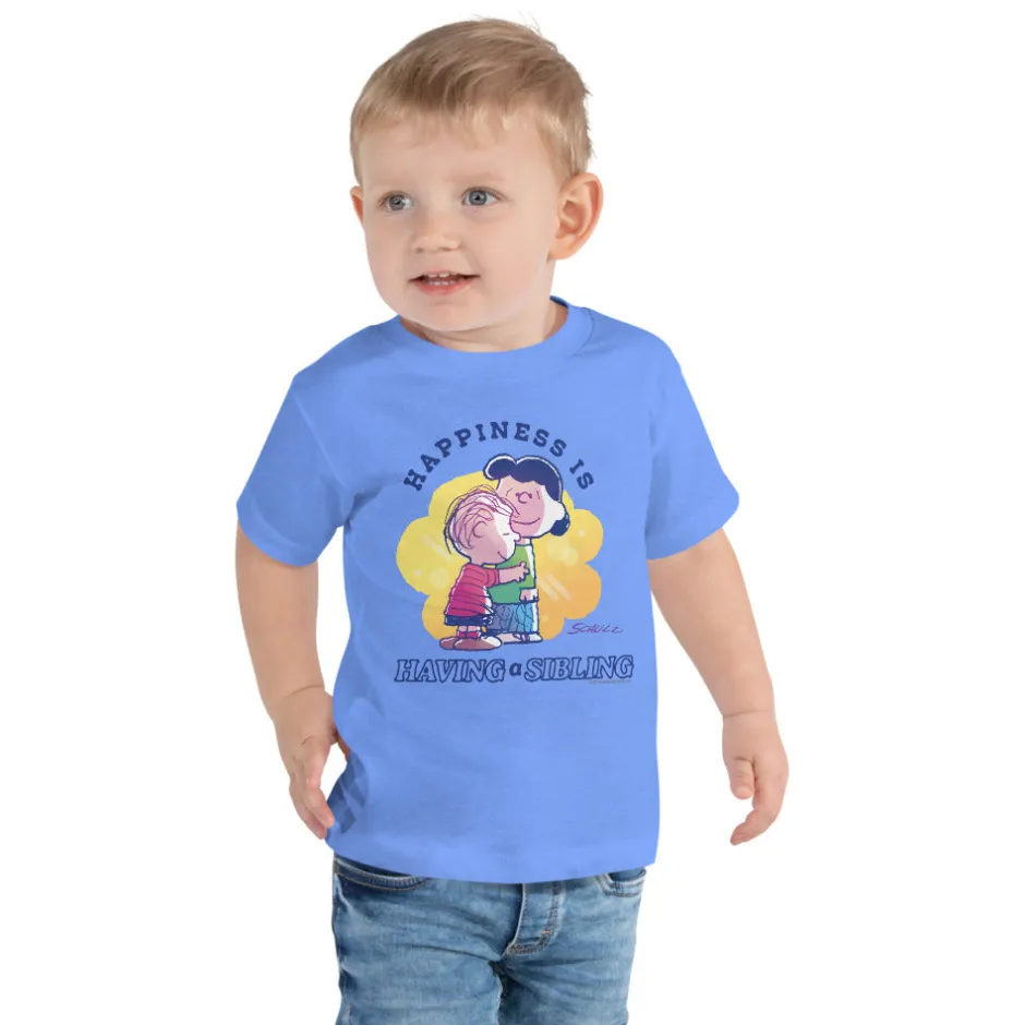 Fashion 75 Years of Happiness Is Having A Sibling Toddler T-Shirt Kids Lucy Van Pelt | Linus Van Pelt