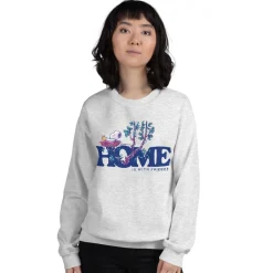 Fashion 75 Years of Home Is With Friends Adult Crewneck Sweatshirt Woodstock | Snoopy